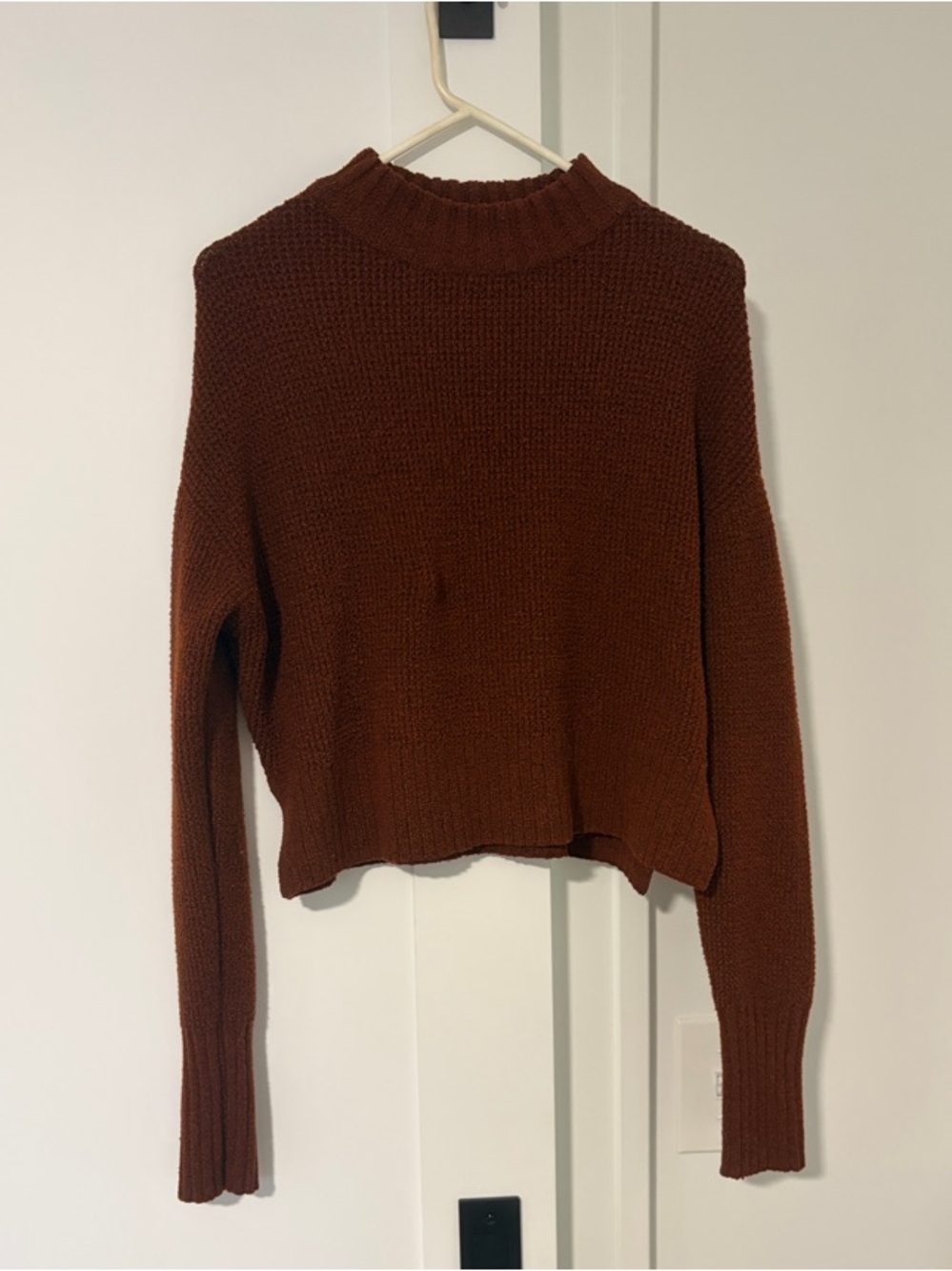 Arizona Jean Company Cropped Mock Neck Sweater - Rust Brown